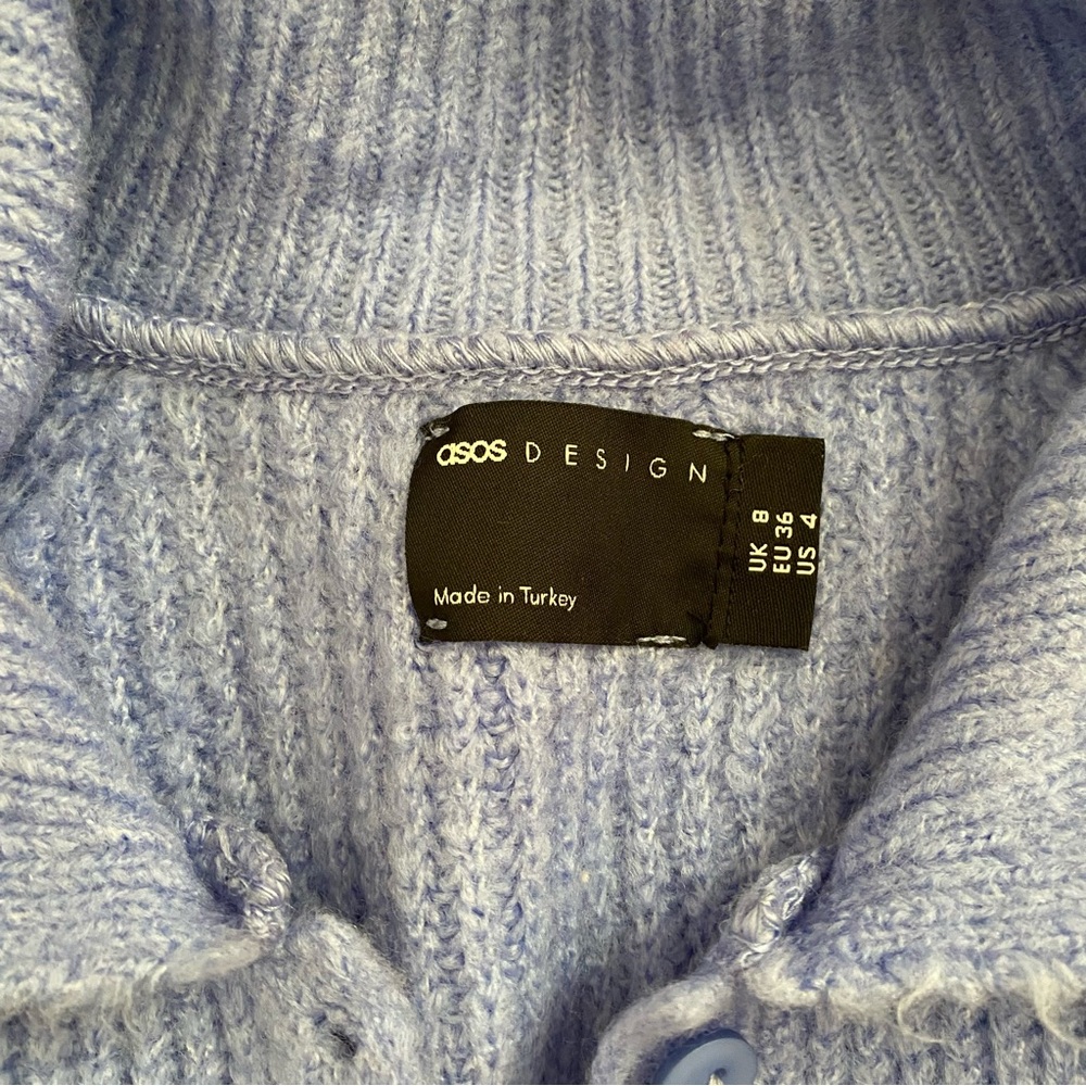 ASOS Design Blue Polo Collared Sweater - Picture 8 of 8